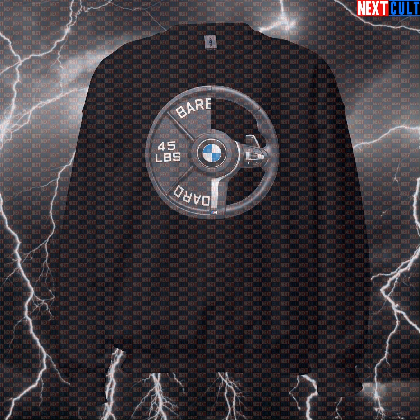Steering Wheel Weight Plate Funny Gym Sweatshirt 45LB Plate Cars & Weights Workout Sweatshirt Crewneck Sweatshirts Next Cult Brand