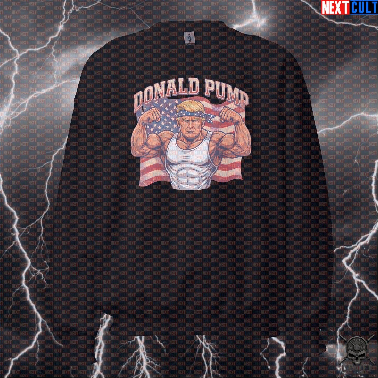 Donald Pump Sweatshirt Patriotic Crewneck for Gymbros, 4th of July and Fitness Fans Next Cult Brand