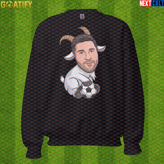 Lionel Messi Sweatshirt - GOAT Soccer Crewneck Gift for Argentina World Cup Football Fans Black Sweatshirts Next Cult Brand