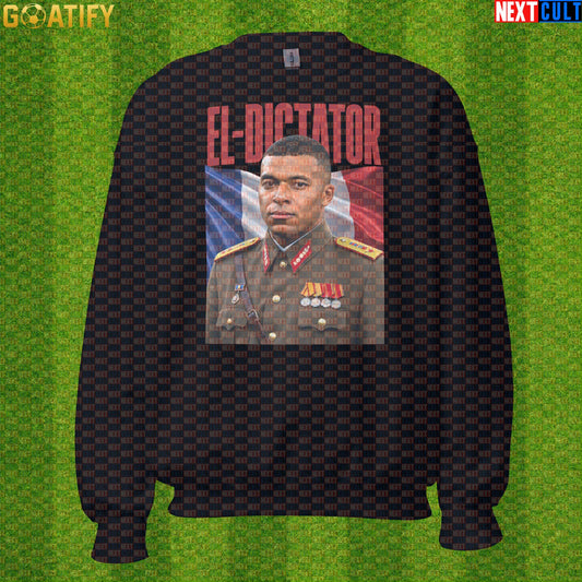 Kylian Mbappe Sweatshirt – El Dictator Retro Soccer Crewneck for France and PSG Fans Black Sweatshirts Next Cult Brand