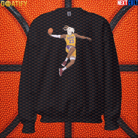 LeBron James Sweatshirt – Retro Lakers GOAT Dunk Crewneck Gift for NBA Basketball Fans Black Sweatshirts Next Cult Brand