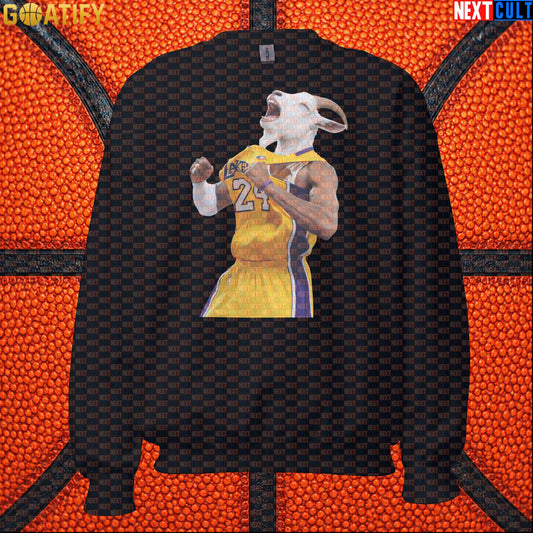 Kobe Bryant Sweatshirt – GOAT Celebration Crewneck for Los Angeles Lakers Basketball Fans Black Sweatshirts Next Cult Brand