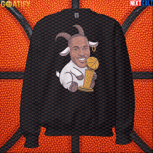 Michael Jordan Sweatshirt – GOAT 6 Rings Chicago Bulls Basketball Crewneck for NBA Fans Black Sweatshirts Next Cult Brand