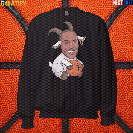 Michael Jordan Sweatshirt - GOAT Chicago Bulls Basketball Crewneck Gift for Jordan NBA Fans Black Sweatshirts Next Cult Brand