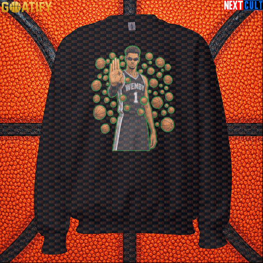 Basketball Sweatshirt Wemby Matrix Stopper Meme Gift for Spurs Fans and NBA Collectors Black Sweatshirts Next Cult Brand
