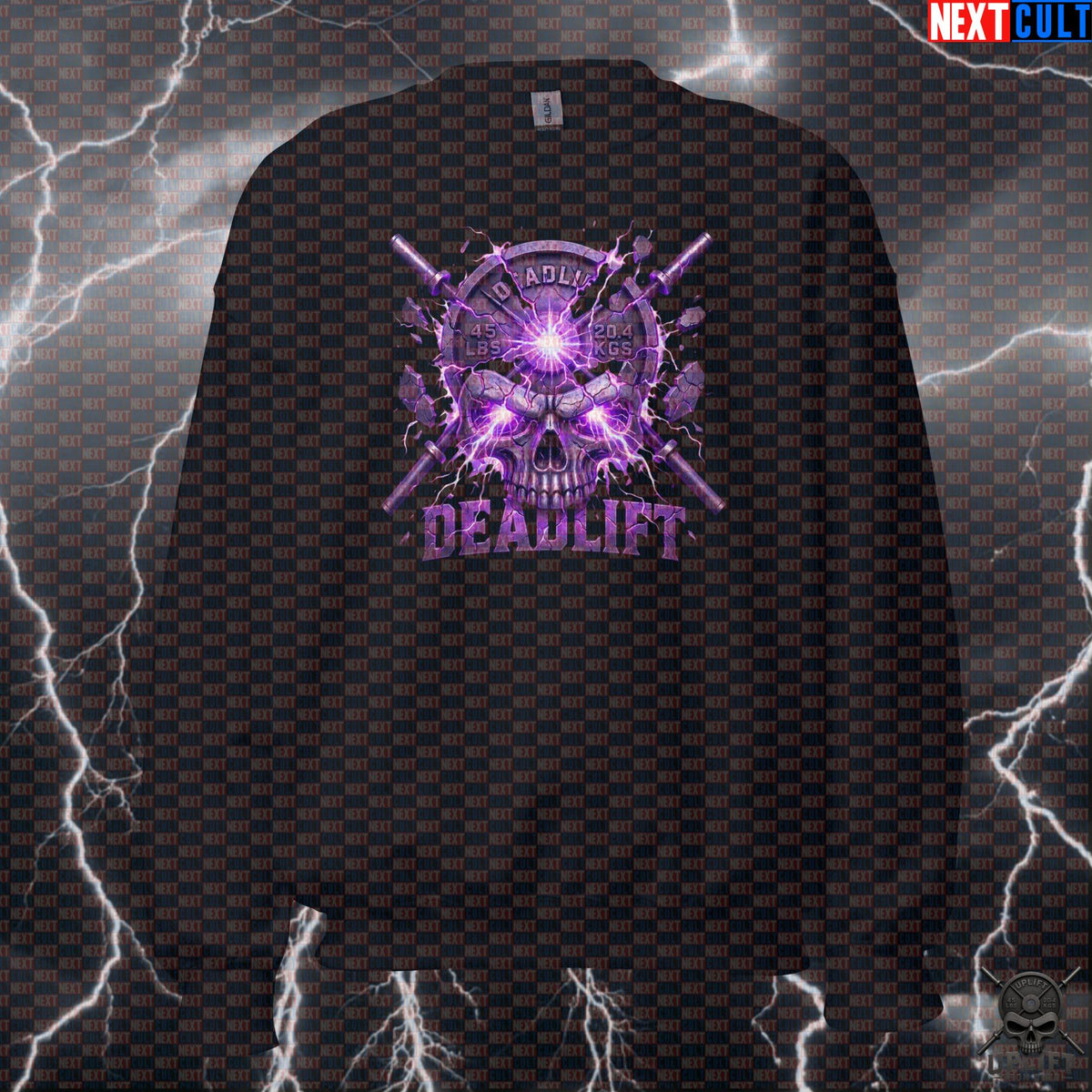 Deadlift Sweatshirt Purple Skull Crewneck for Powerlifters Hardcore Gym Workout Gift Sweatshirts Next Cult Brand