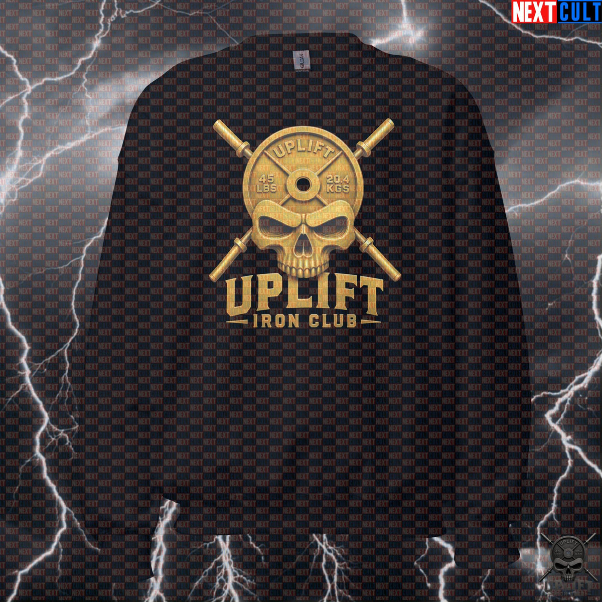 Gold Skull Sweatshirt Uplift Iron Club Lifters Gym Style Powerlifting Bodybuilding Gift Sweatshirts Next Cult Brand