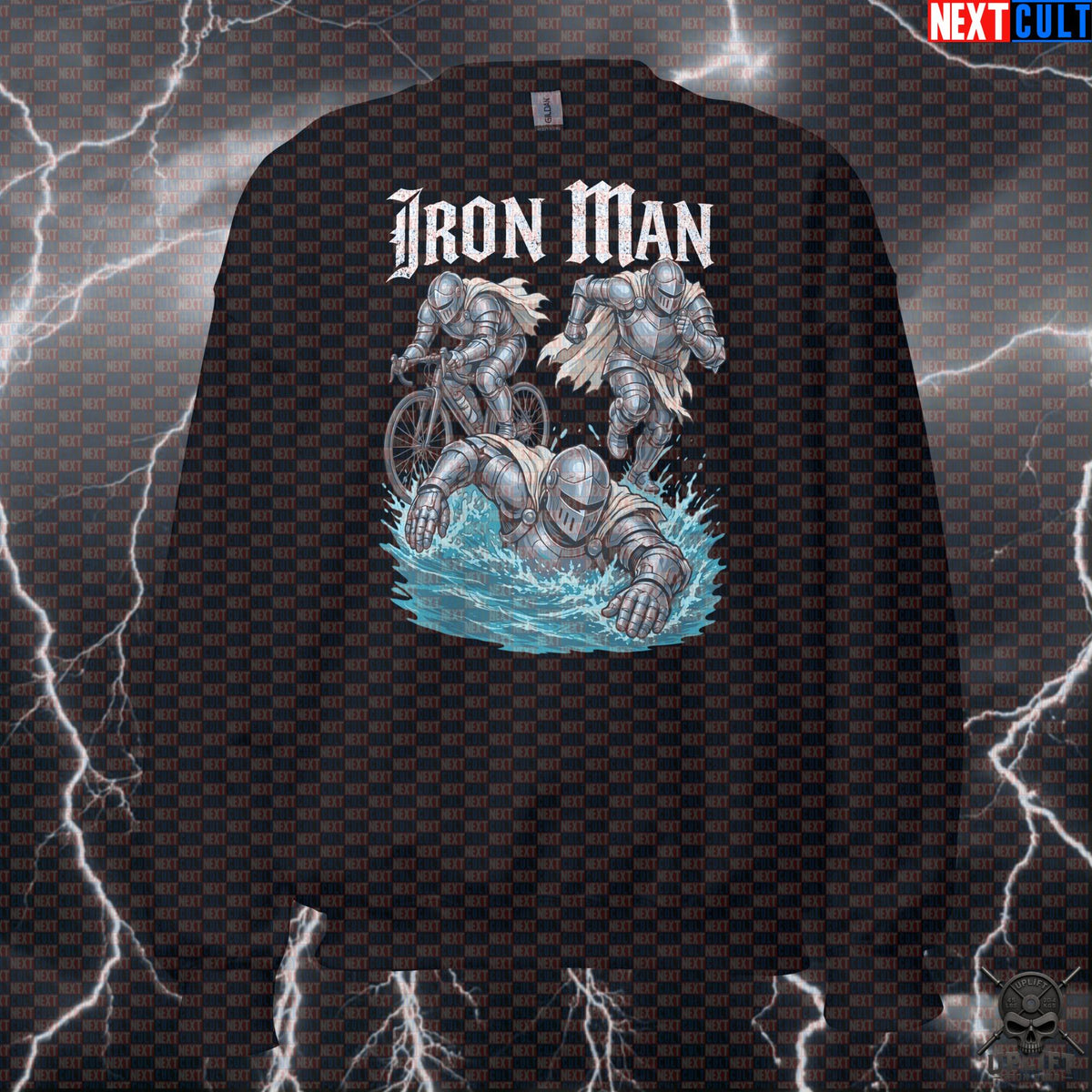 Triathlon Sweatshirt – Iron Man Medieval Knight Crewneck for Swim Bike Run Athletes Sweatshirts Next Cult Brand