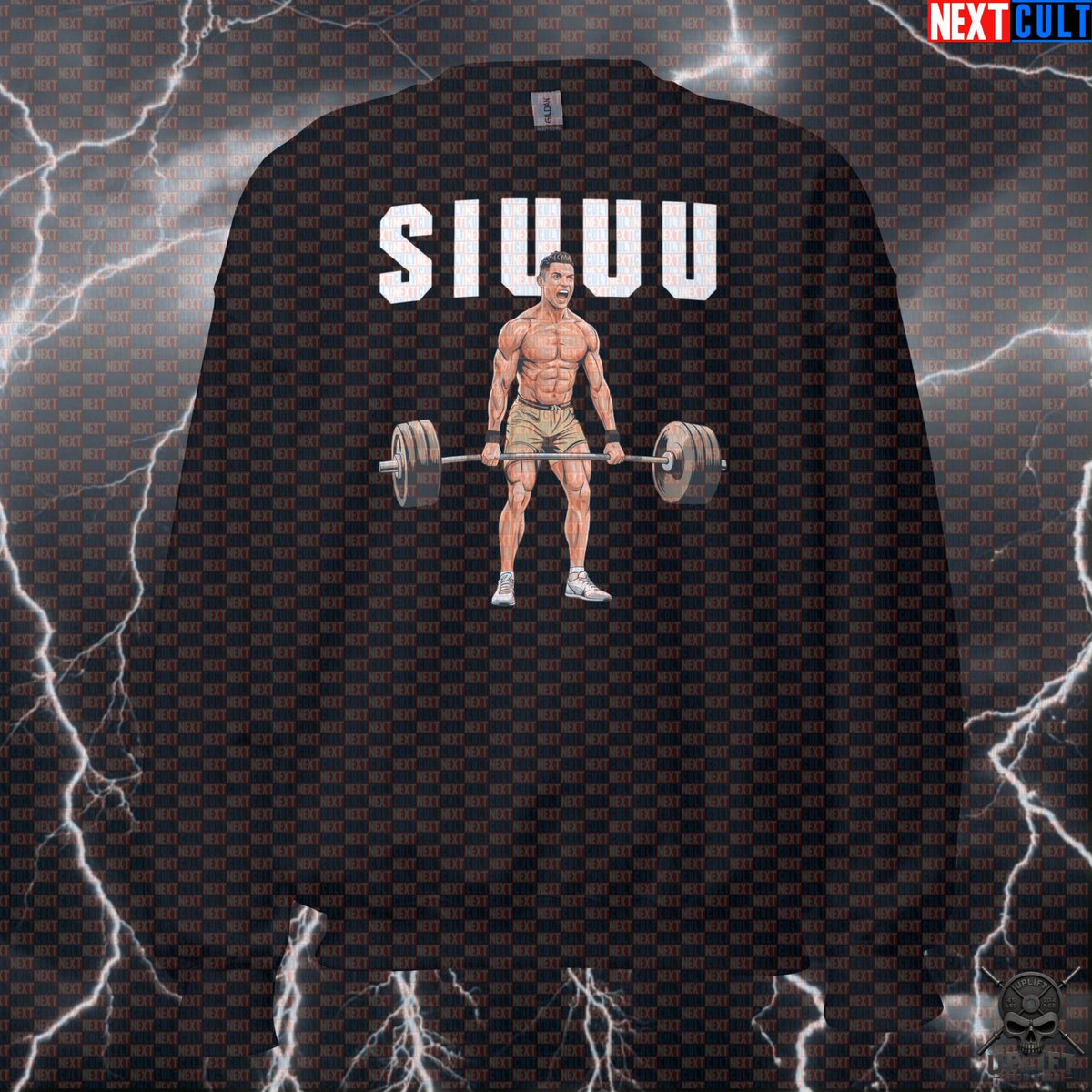 Funny SIUUU Deadlift Gym Sweatshirt | Cristiano Ronaldo Meme Workout Sweater | Football Fitness Pullover Sweatshirts Next Cult Brand