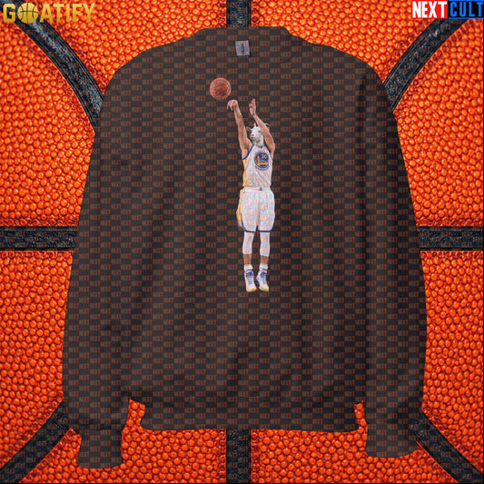 Sweatshirt Stephen Curry GOAT 3 Pointer Crewneck for Warriors Fans NBA Basketball Gift Dark Chocolate Sweatshirts Next Cult Brand