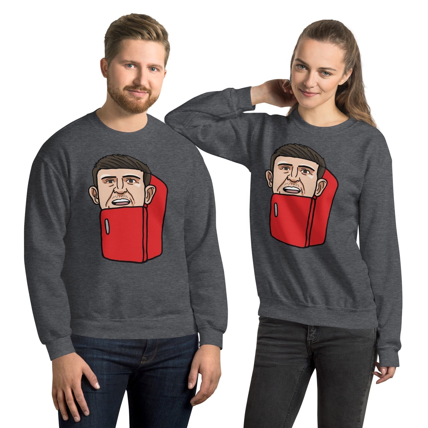 Harry ''The Fridge'' Maguire Unisex Sweatshirt Dark Heather Sweatshirts Football Harry Maguire Manchester United The Fridge Next Cult Brand