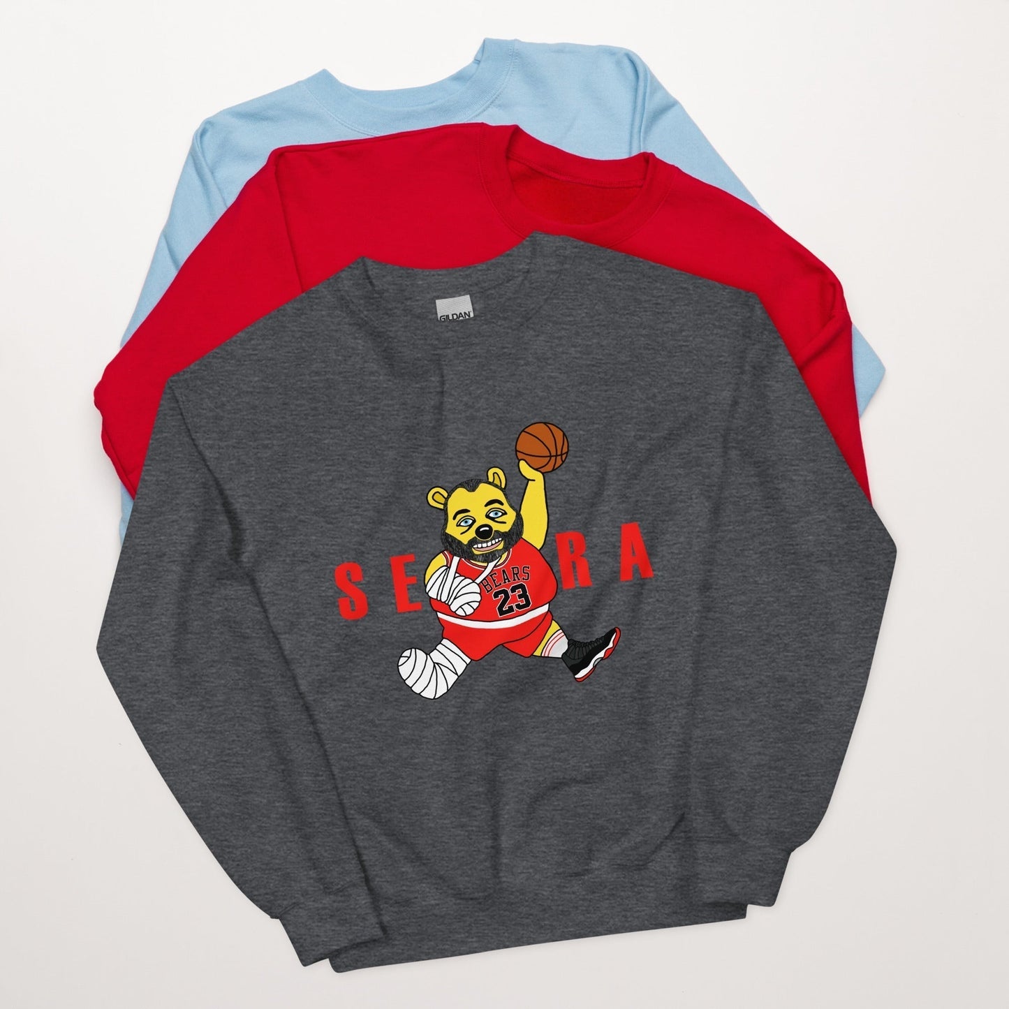 Air Segura, Tom Segura Basketball, Your Mom's House (YMH), 2 Bears 1 Cave, Funny Unisex Sweatshirt Dark Heather Sweatshirts 2 Bears 1 Cave Air Segura Podcasts Stand-up Comedy Tom Segura YMH Next Cult Brand