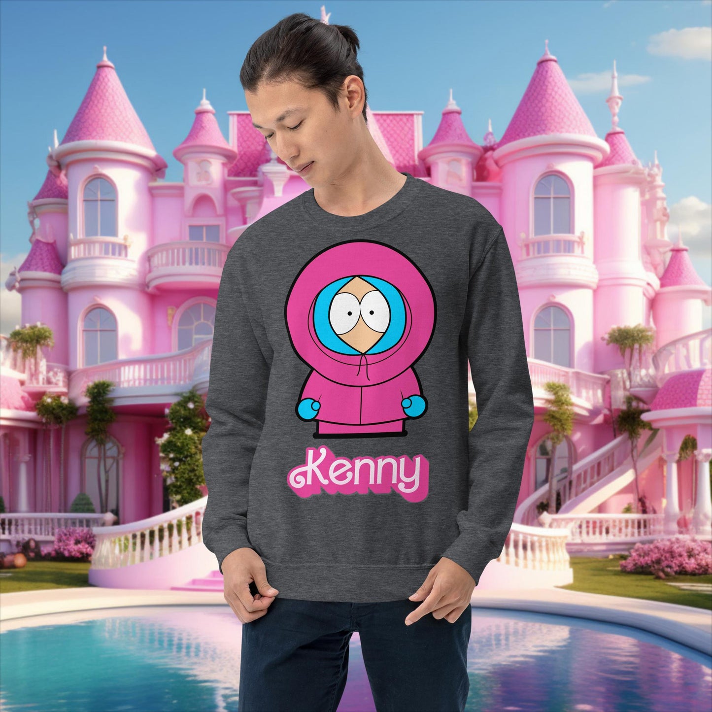 Kenny McCormick Ken Ryan Gosling Barbie South Park Kenny Unisex Sweatshirt Dark Heather Sweatshirts Barbie Ken Kenny Movies South Park TV Shows Next Cult Brand