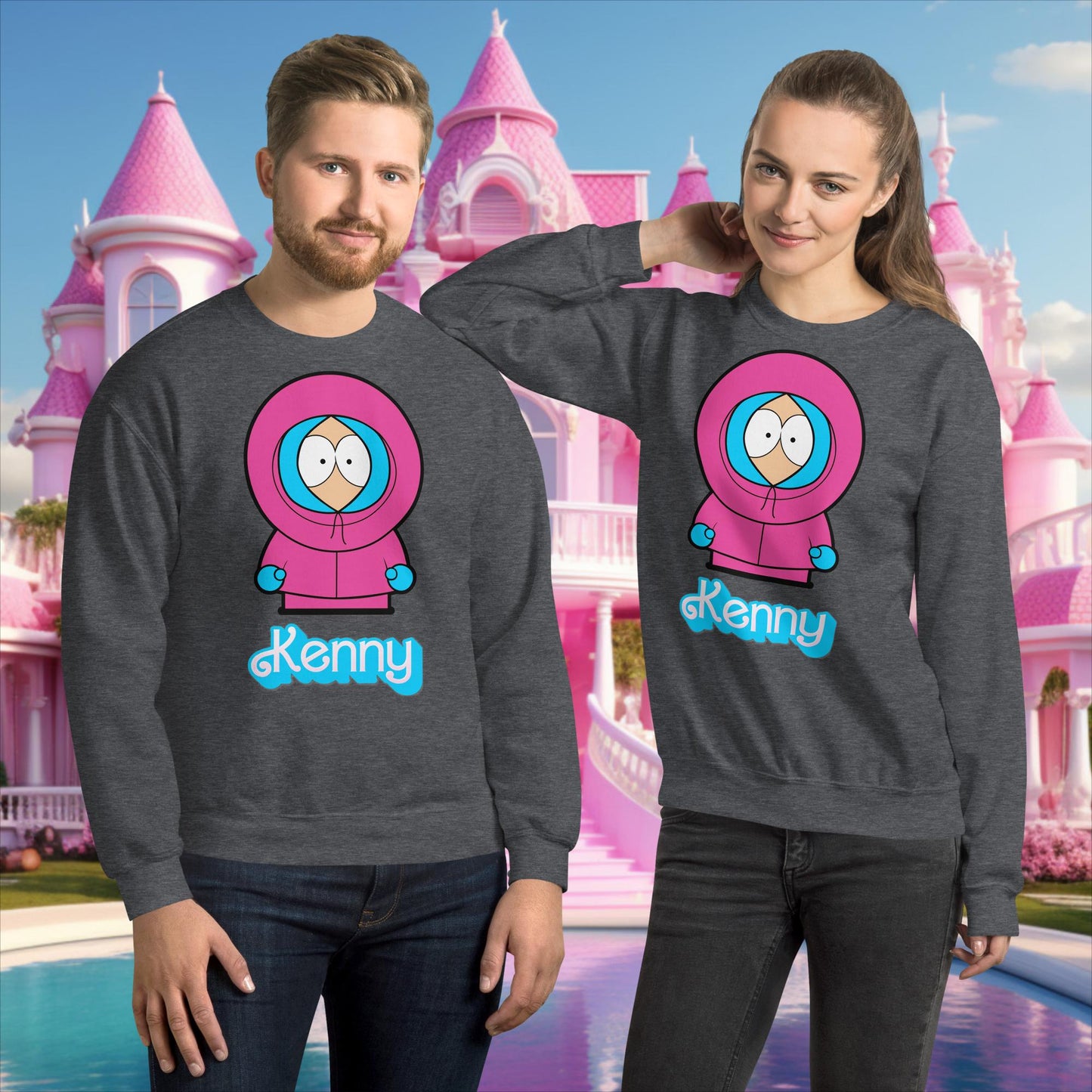 Kenny McCormick Ken Ryan Gosling Barbie South Park Kenny Unisex Sweatshirt Dark Heather Sweatshirts Barbie Ken Kenny Movies South Park TV Shows Next Cult Brand