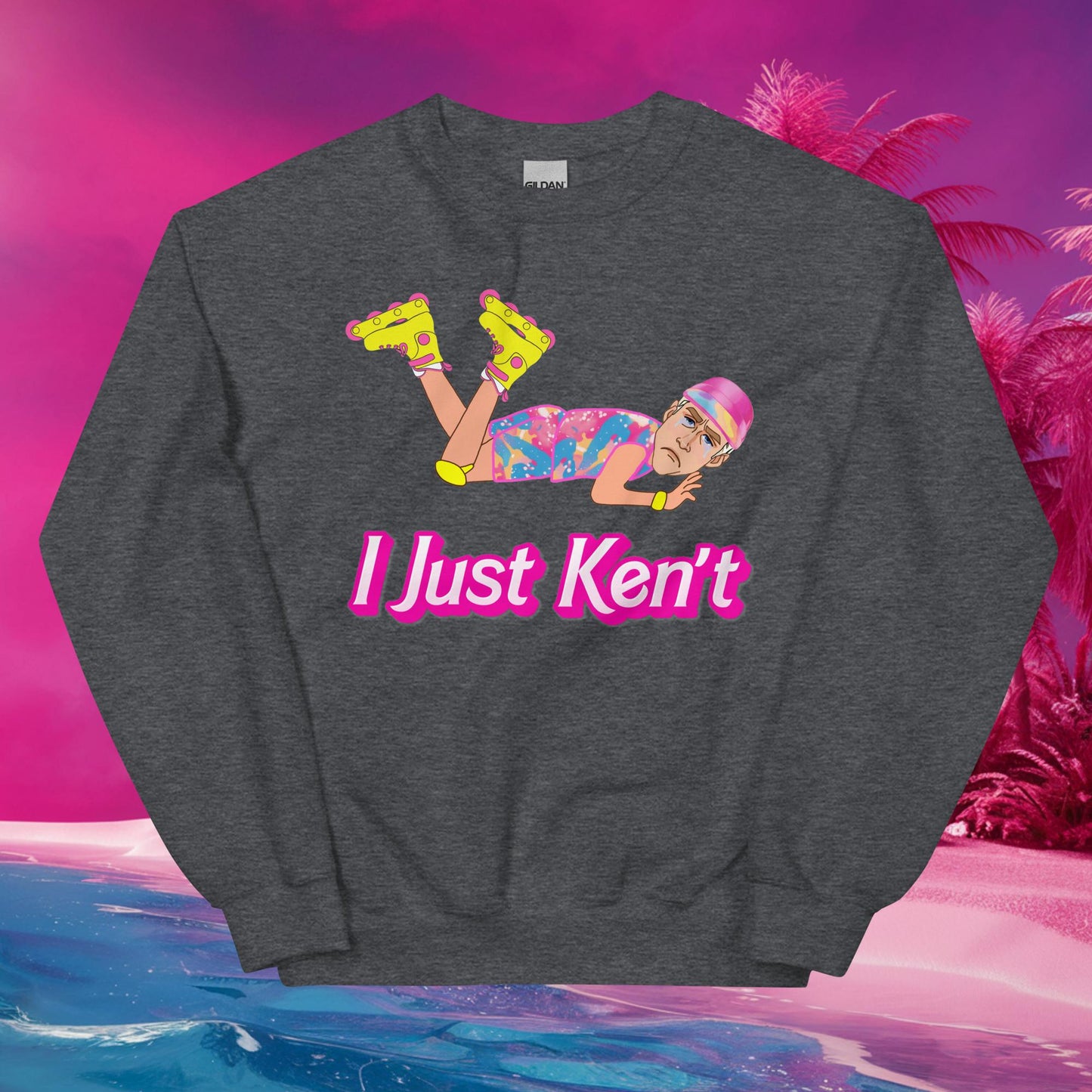 I Just Ken't I just Can't Ryan Gosling Ken Barbie Movie Unisex Sweatshirt Dark Heather Sweatshirts Barbie Celebrities Ken Movies Ryan Gosling Next Cult Brand