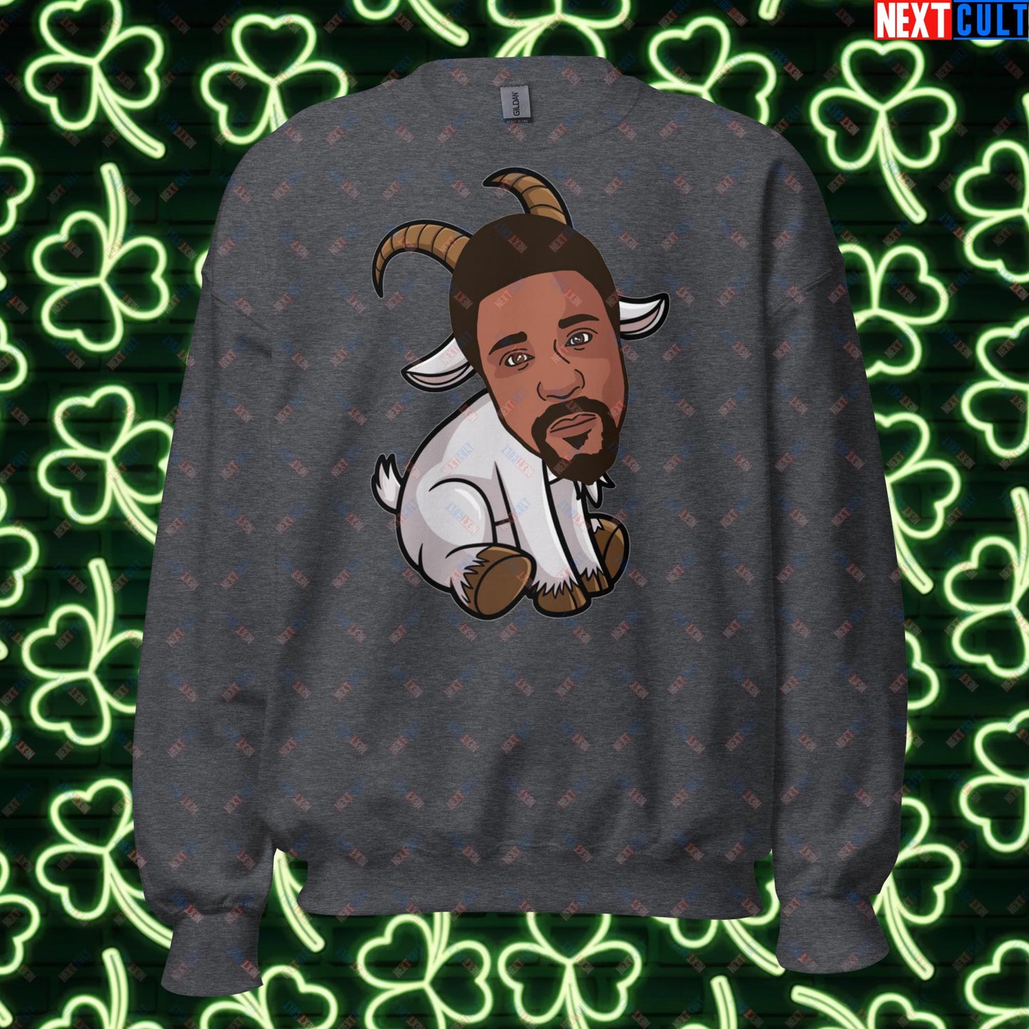 Bill Russell G.O.A.T. Sweatshirt - Boston Celtics Basketball Meme Jumper - Greatest of All Time Funny Cartoon Pullover for Basketball Fans - Perfect Gift for Celtics Supporters Unisex Sweatshirt Dark Heather Sweatshirts Basketball Bill Russell Boston Celtics G.O.A.T. NBA Next Cult Brand