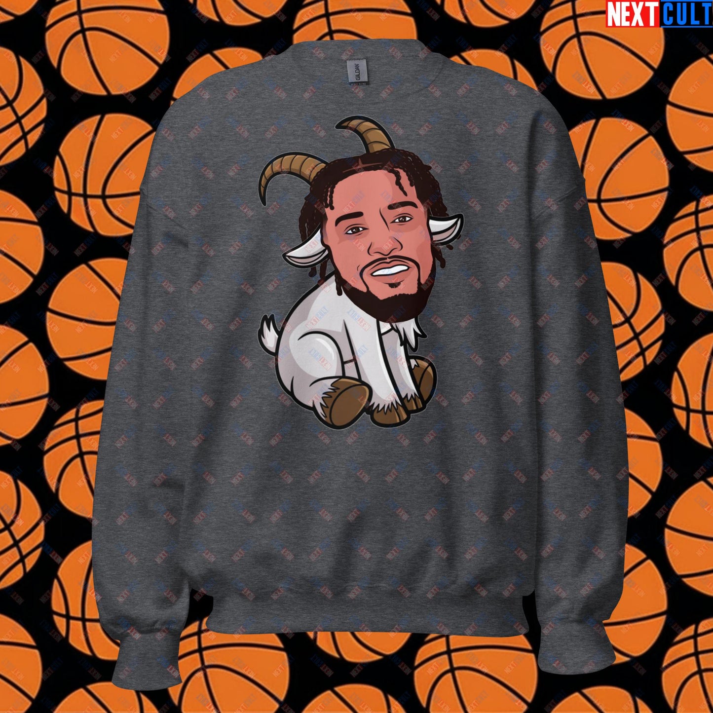 Jalen Brunson G.O.A.T. Sweatshirt - Funny Basketball Meme Jumper for New York Knicks Fans - Greatest of All Time Pullover - Perfect Gift for Basketball Lovers Unisex Sweatshirt Dark Heather Sweatshirts Basketball G.O.A.T. Jalen Brunson NBA New York Knicks Next Cult Brand
