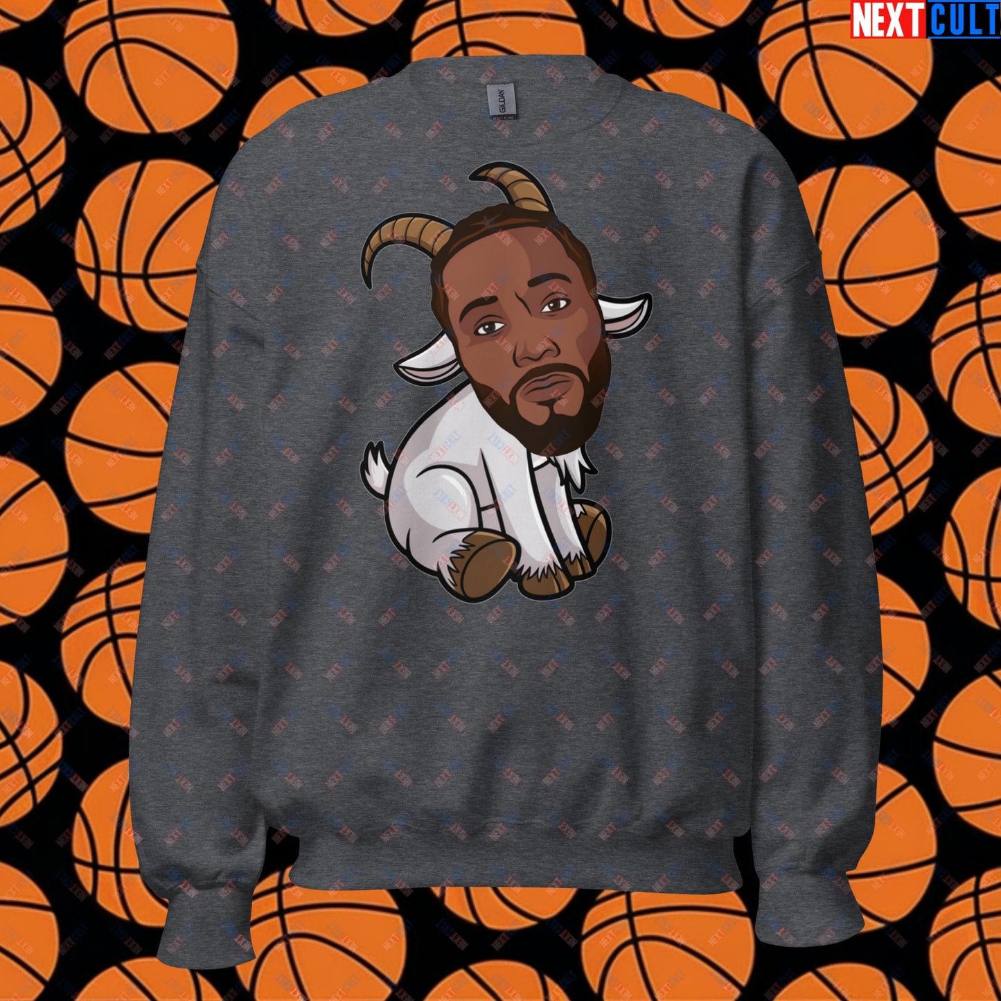 Kawhi Leonard G.O.A.T. Sweatshirt - Funny Basketball Meme Pullover for Los Angeles Clippers, Toronto Raptors, and San Antonio Spurs Fans - Perfect Gift for Basketball Lovers Unisex Sweatshirt Dark Heather Sweatshirts Basketball G.O.A.T. Kawhi Leonard Los Angeles Clippers NBA San Antonio Spurs Toronto Raptors Next Cult Brand