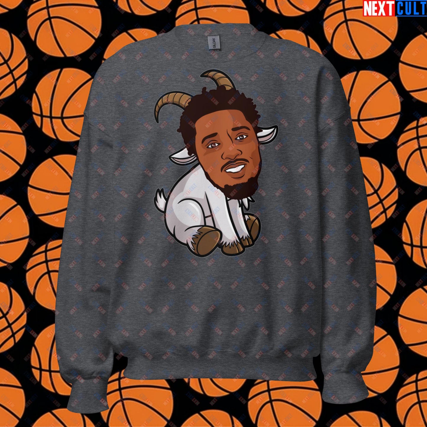 Donovan Mitchell G.O.A.T. Sweatshirt - Cleveland Cavaliers Basketball Meme Jumper - Funny GOAT Cartoon Pullover for Basketball Fans - Perfect Gift for Cavs Supporters Unisex Sweatshirt Dark Heather Sweatshirts Basketball Cleveland Cavaliers Donovan Mitchell G.O.A.T. NBA Next Cult Brand