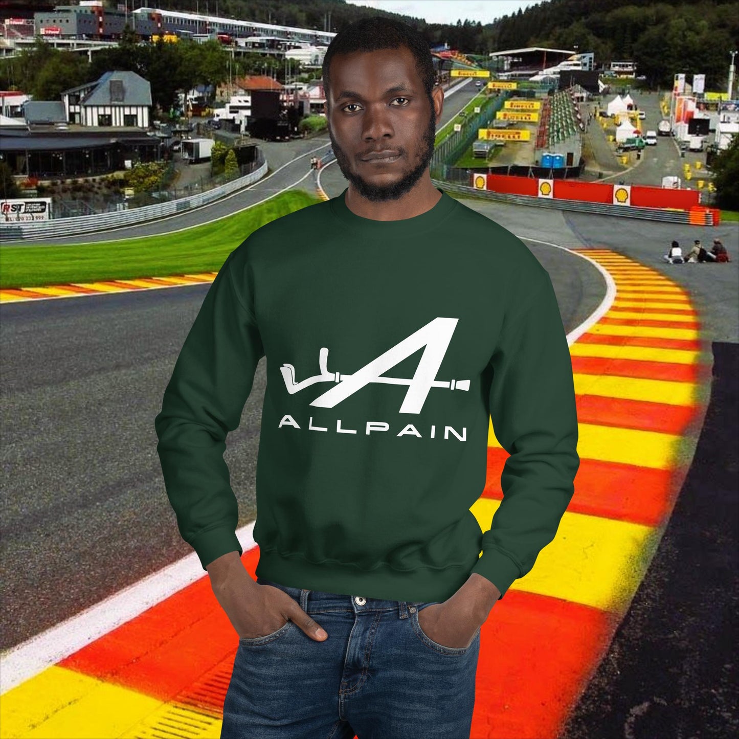Allpain Alpine F1 Formula 1 Pierre Gasly Esteban Ocon Alpine Unisex Sweatshirt Forest Green Sweatshirts Alpine F1 Next Cult Brand