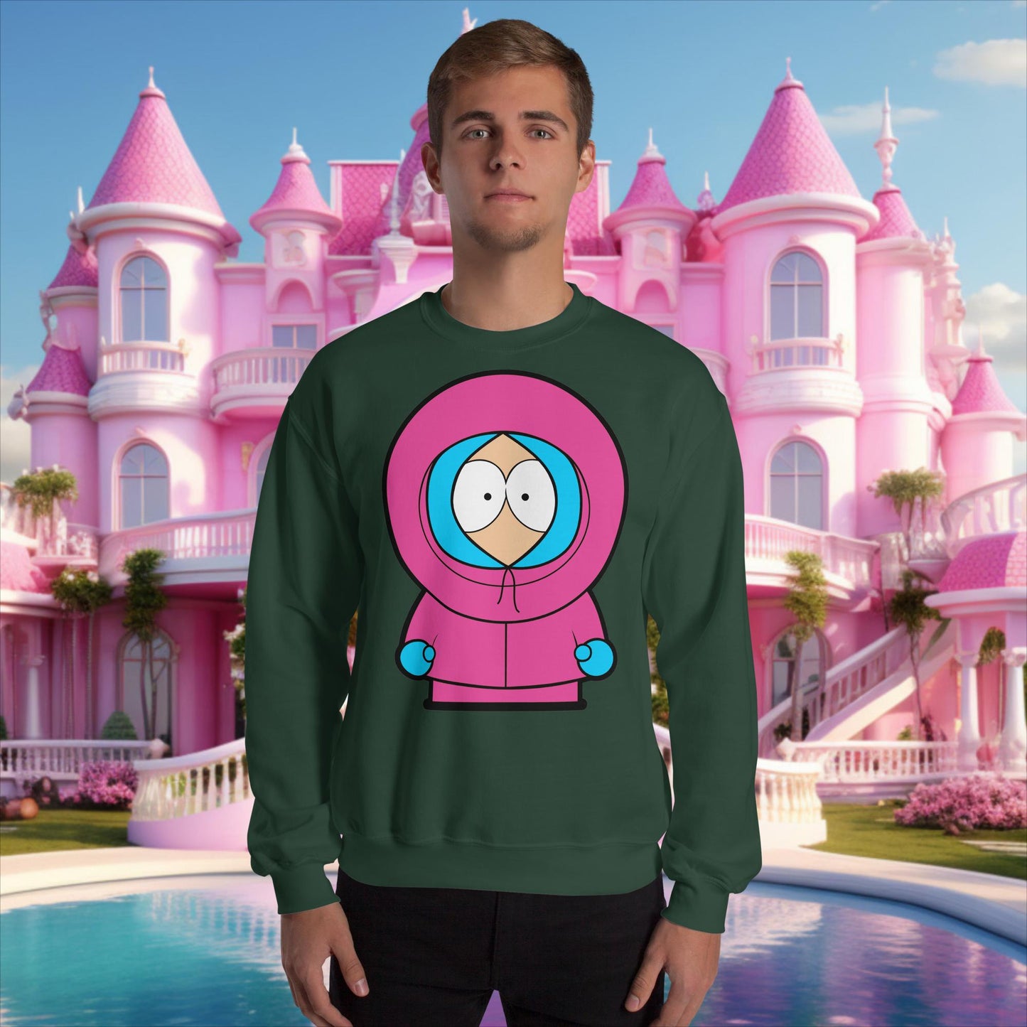 Kenny McCormick Ken Ryan Gosling Barbie South Park Kenny Unisex Sweatshirt Forest Green Sweatshirts Barbie Ken Kenny Movies South Park TV Shows Next Cult Brand