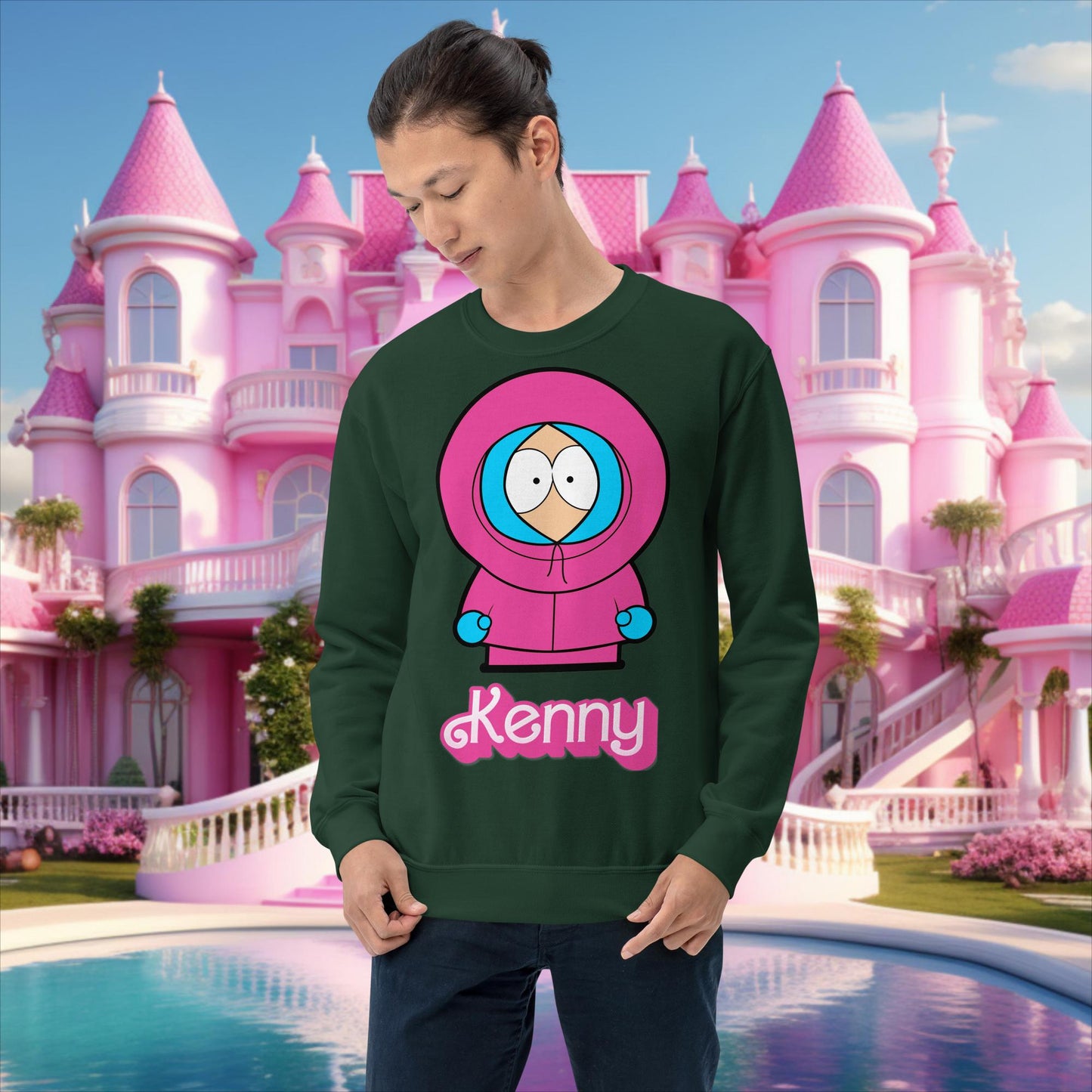 Kenny McCormick Ken Ryan Gosling Barbie South Park Kenny Unisex Sweatshirt Forest Green Sweatshirts Barbie Ken Kenny Movies South Park TV Shows Next Cult Brand