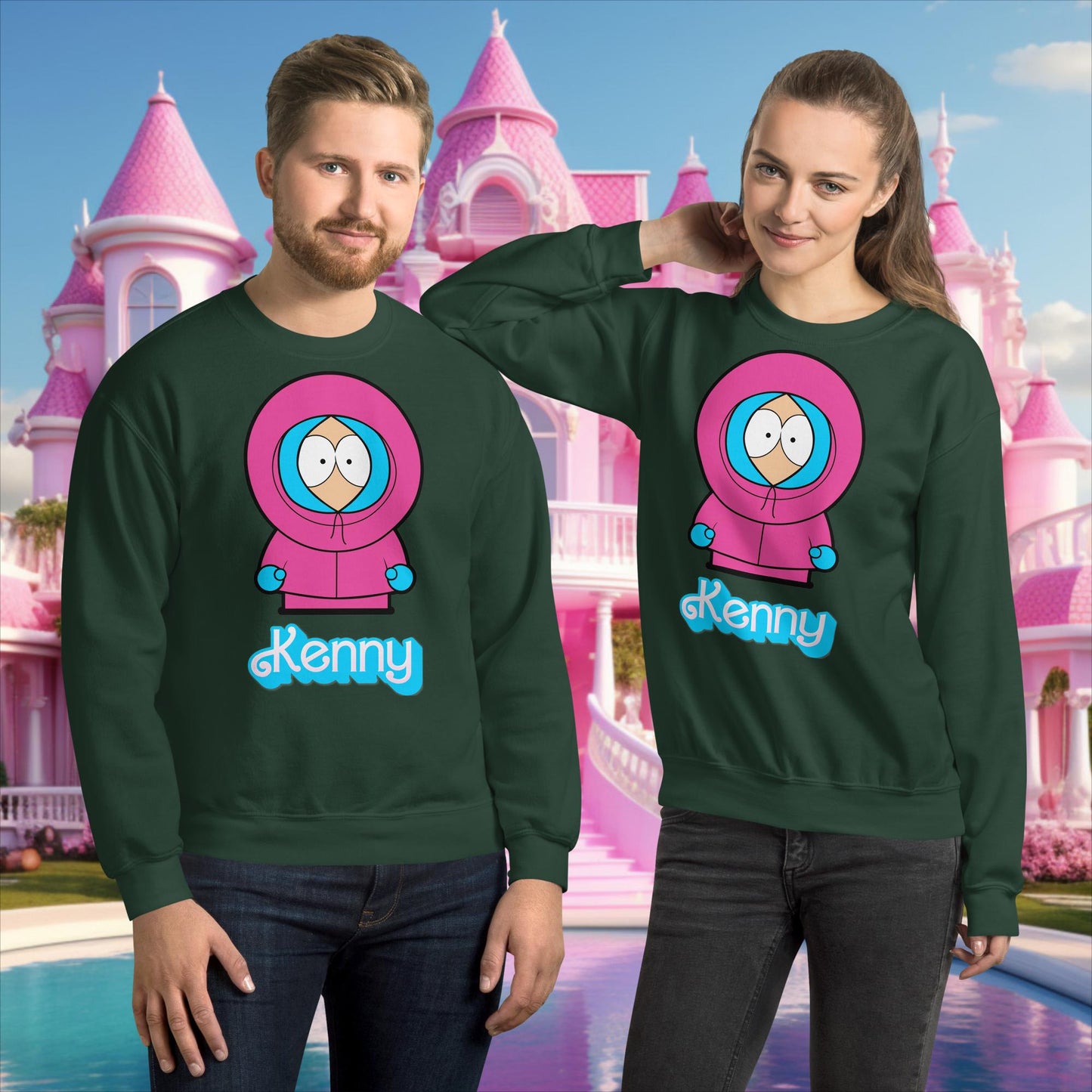 Kenny McCormick Ken Ryan Gosling Barbie South Park Kenny Unisex Sweatshirt Forest Green Sweatshirts Barbie Ken Kenny Movies South Park TV Shows Next Cult Brand