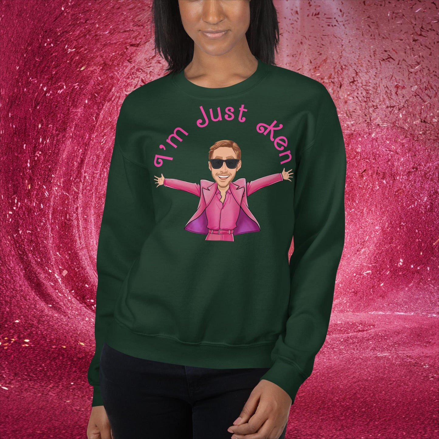 Ken Barbie Ryan Gosling I'm Just Ken Unisex Sweatshirt Forest Green Sweatshirts Barbie Celebrities Ken Movies Ryan Gosling Next Cult Brand