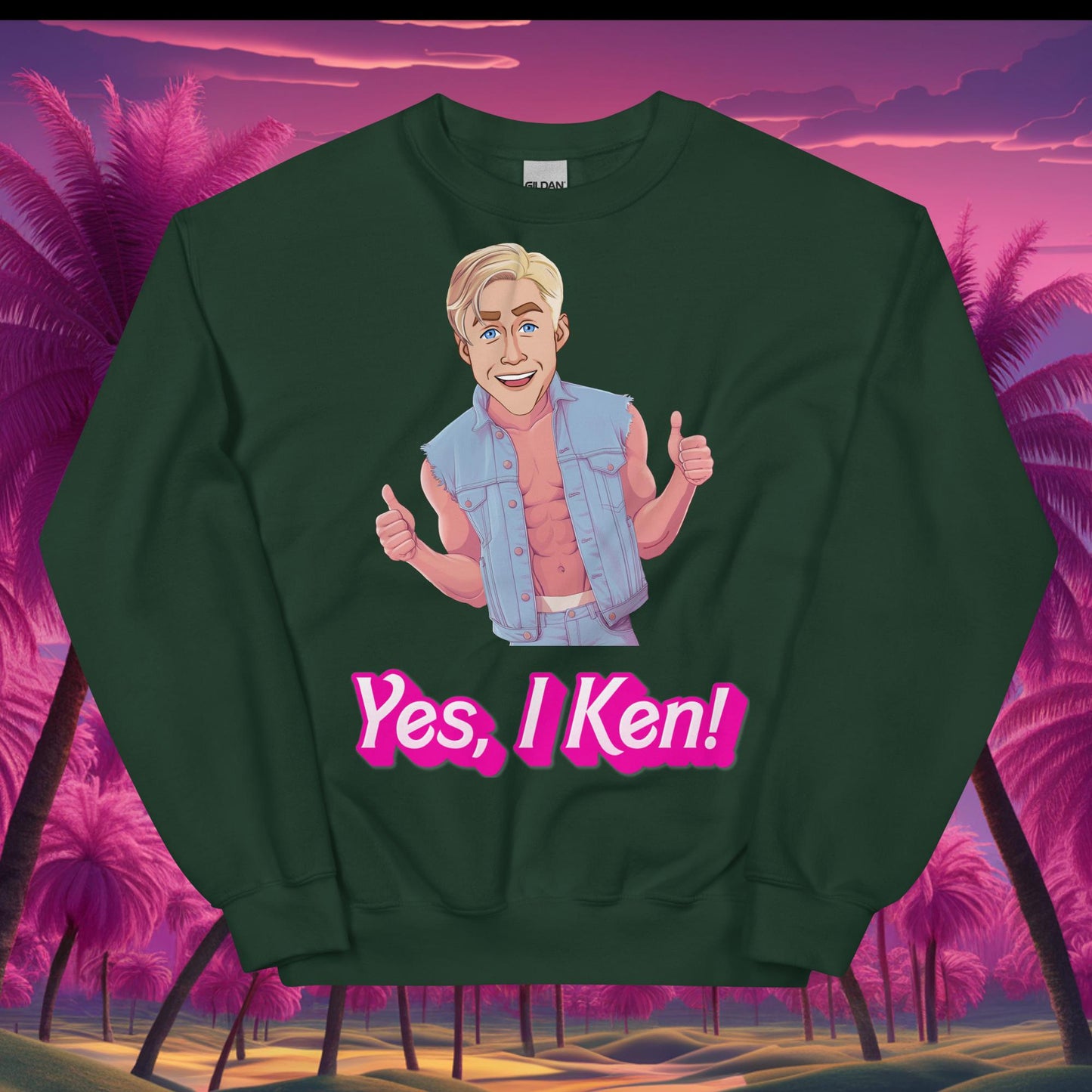 Yes I Ken Yes I can Ryan Gosling Ken Barbie Movie Unisex Sweatshirt Forest Green Sweatshirts Barbie Celebrities Ken Movies Ryan Gosling Next Cult Brand