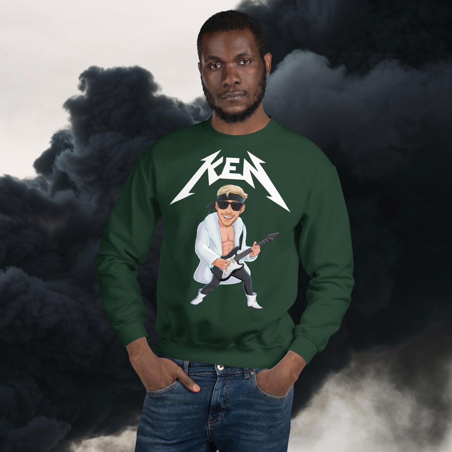 Rockstar Ken Barbie Movie Ryan Gosling Unisex Sweatshirt Forest Green Sweatshirts Barbie Celebrities Ken Movies Ryan Gosling Next Cult Brand