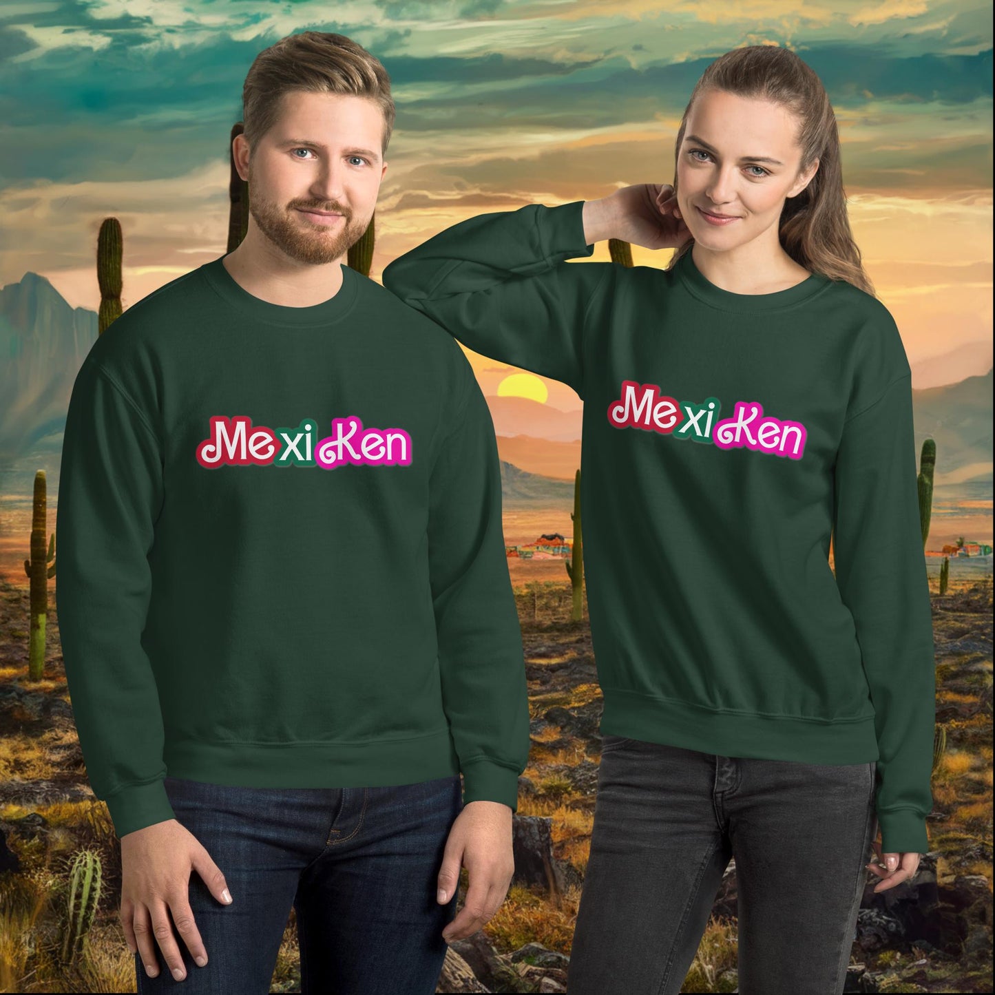 MexiKen Ken Barbie Mexico Mexican Mexicana Latino Latina Latinx Unisex Sweatshirt Forest Green Sweatshirts Barbie Ken Mexico Movies Next Cult Brand