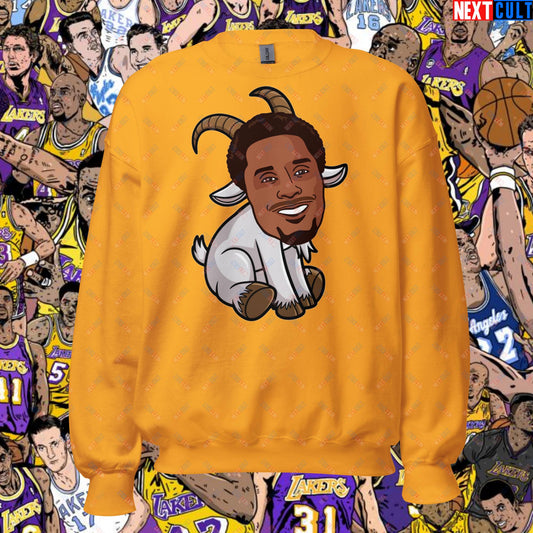 Kobe Bryant Mamba G.O.A.T. Sweatshirt - Funny Basketball Meme Jumper - Greatest of All Time Pullover for Basketball Fans - Perfect Gift for Kobe Fans Unisex Sweatshirt Gold Sweatshirts Basketball G.O.A.T. Kobe Bryant Los Angeles Lakers NBA Next Cult Brand