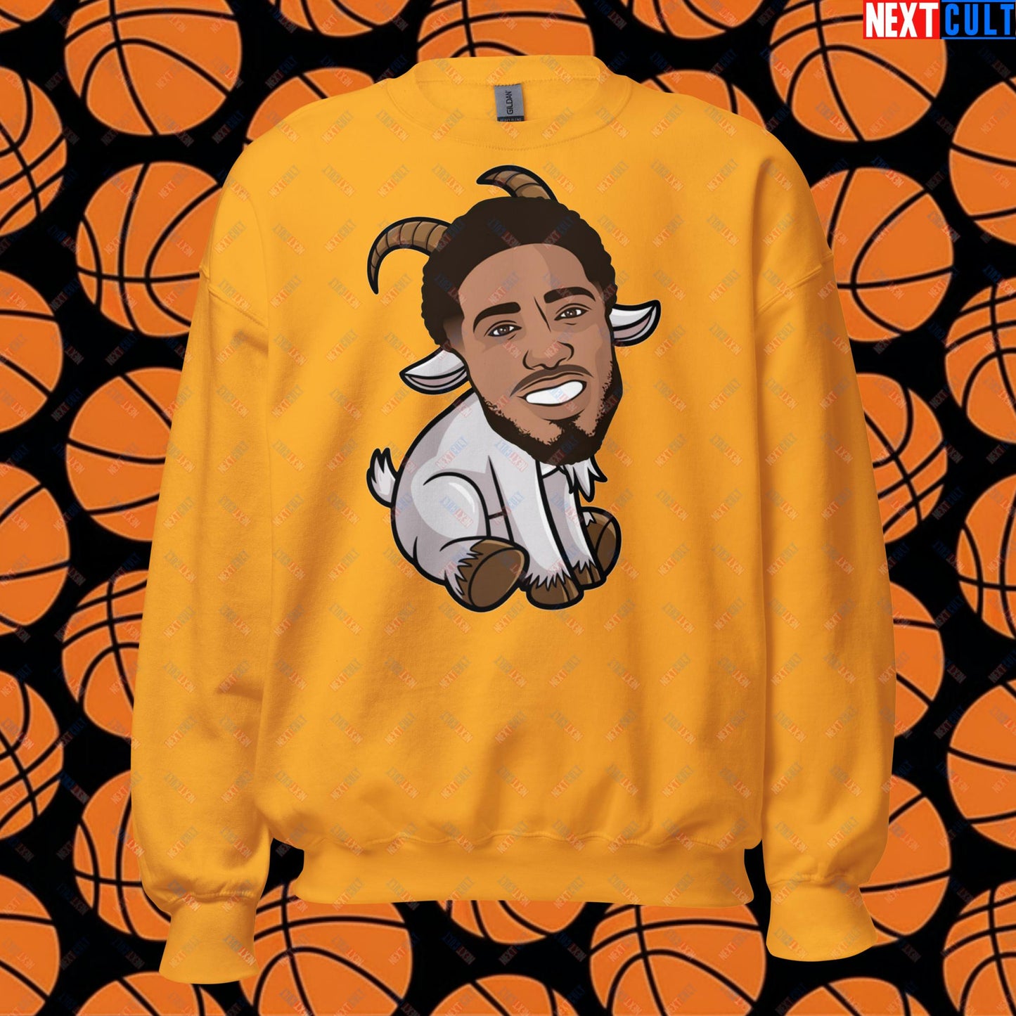 Tyrese Haliburton G.O.A.T. Sweatshirt - Funny Basketball Meme Jumper - Indiana Pacers GOAT Pullover - Perfect Gift for Basketball Fans Unisex Sweatshirt Gold Sweatshirts Basketball G.O.A.T. Indiana Pacers NBA Tyrese Haliburton Next Cult Brand