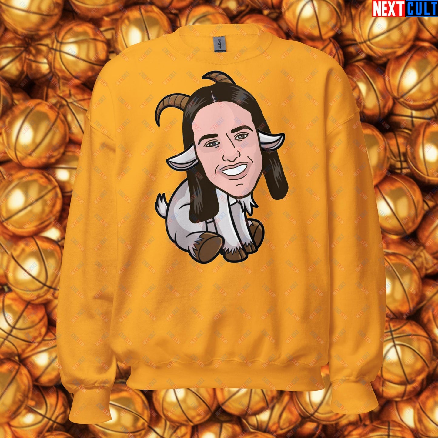 Caitlin Clark G.O.A.T. Sweatshirt - Greatest of All Time Basketball Jumper - Indiana Fever & WNBA Fan Pullover - Funny Women's Basketball Meme Sweater Unisex Sweatshirt Gold Sweatshirts Basketball Caitlin Clark G.O.A.T. Indiana Fever WNBA Next Cult Brand