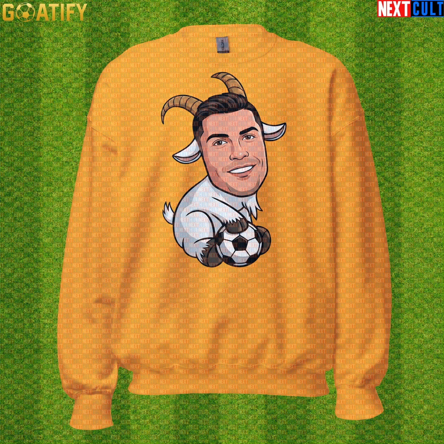 Cristiano Ronaldo Sweatshirt – GOAT Soccer Crewneck Gift for Portugal and World Cup Fans Gold Sweatshirts Next Cult Brand