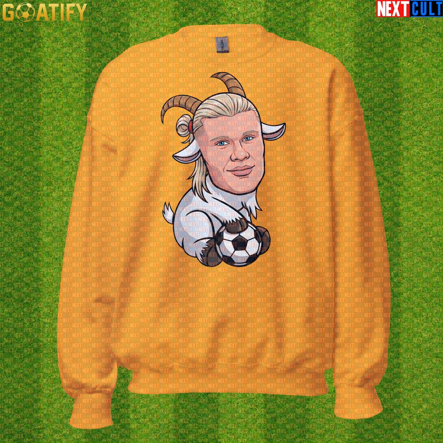 Erling Haaland Sweatshirt – Nordic GOAT Crewneck for Norway and Borussia Dortmund Fans Gold Sweatshirts Next Cult Brand