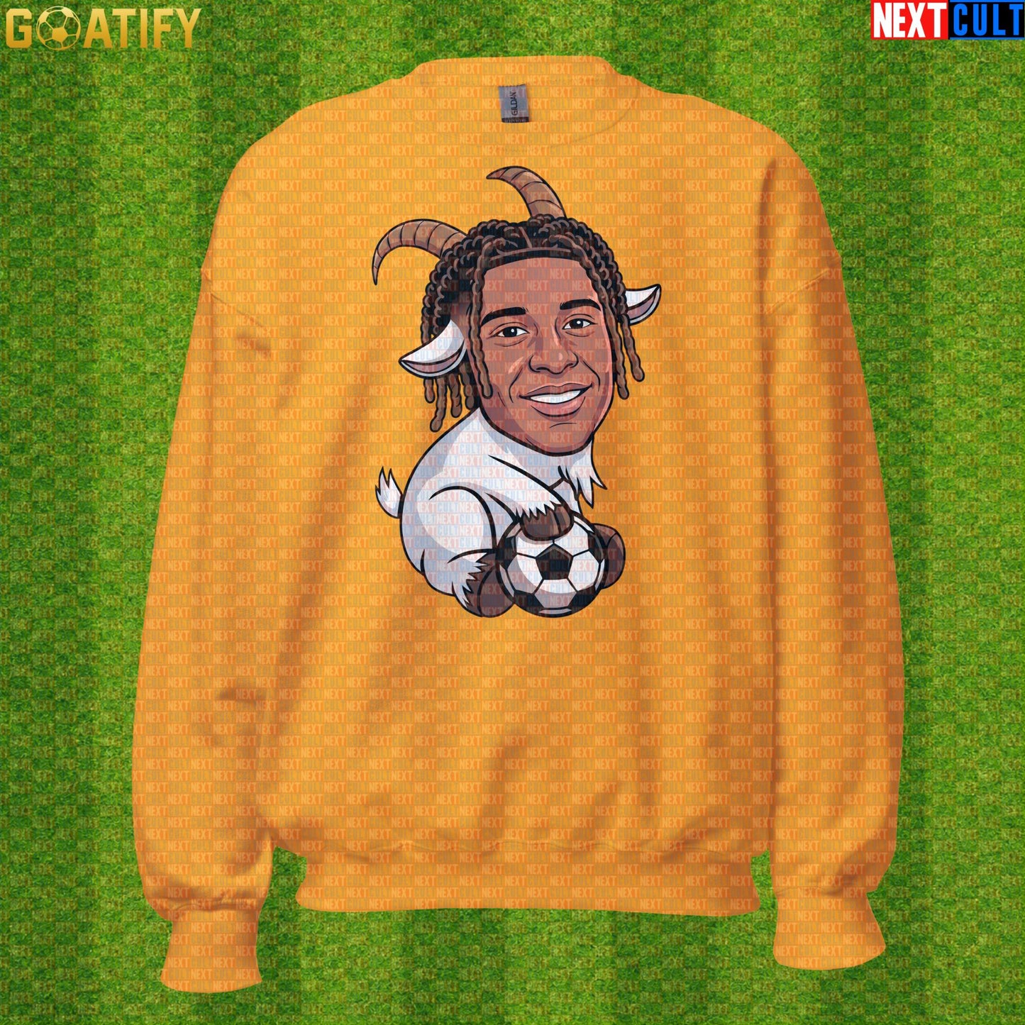 Michael Olise Sweatshirt – Cool GOAT Crewneck for Bayern Munich and France Supporters Gold Sweatshirts Next Cult Brand