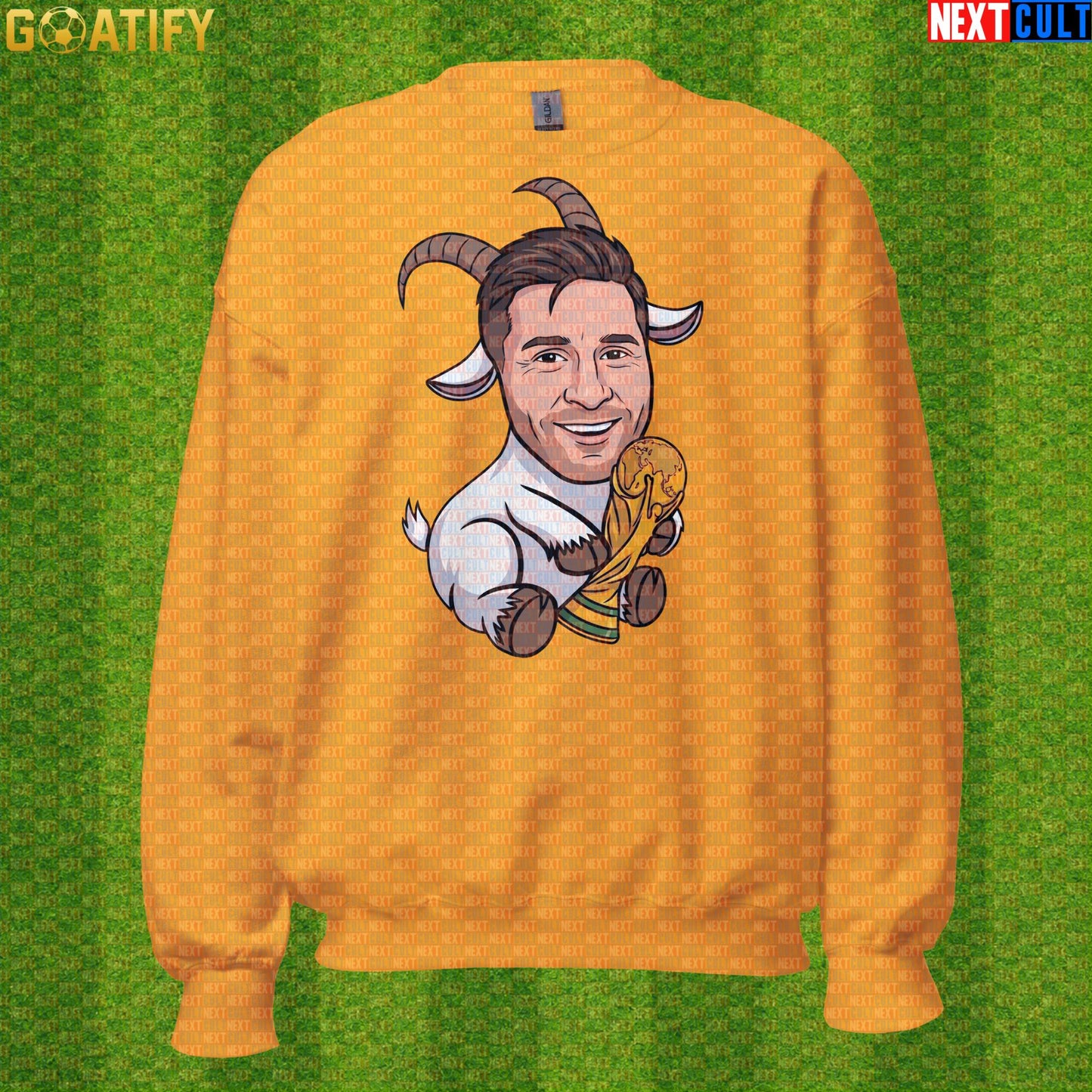 Lionel Messi Sweatshirt – World Cup Winner Crewneck for Argentina and Barcelona Fans Gold Sweatshirts Next Cult Brand