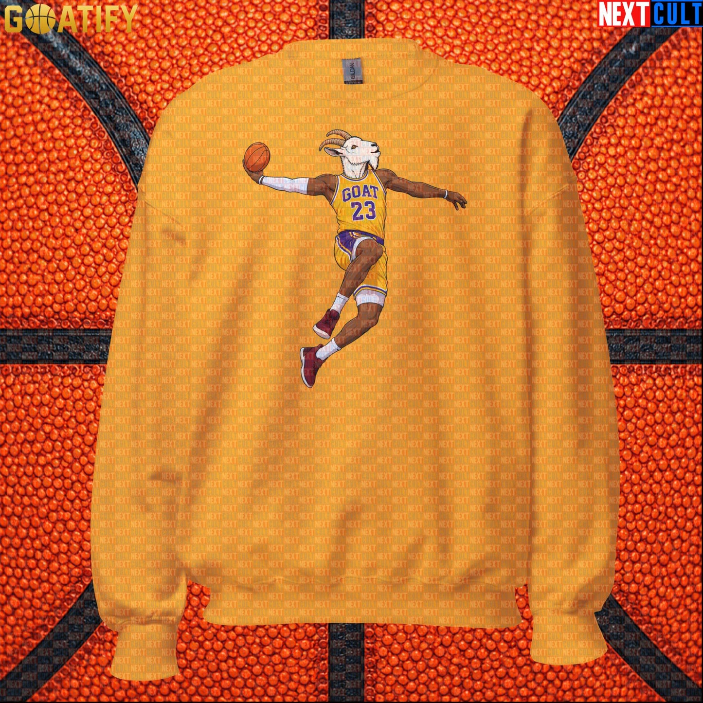 LeBron James Sweatshirt – Retro Lakers GOAT Dunk Crewneck Gift for NBA Basketball Fans Gold Sweatshirts Next Cult Brand