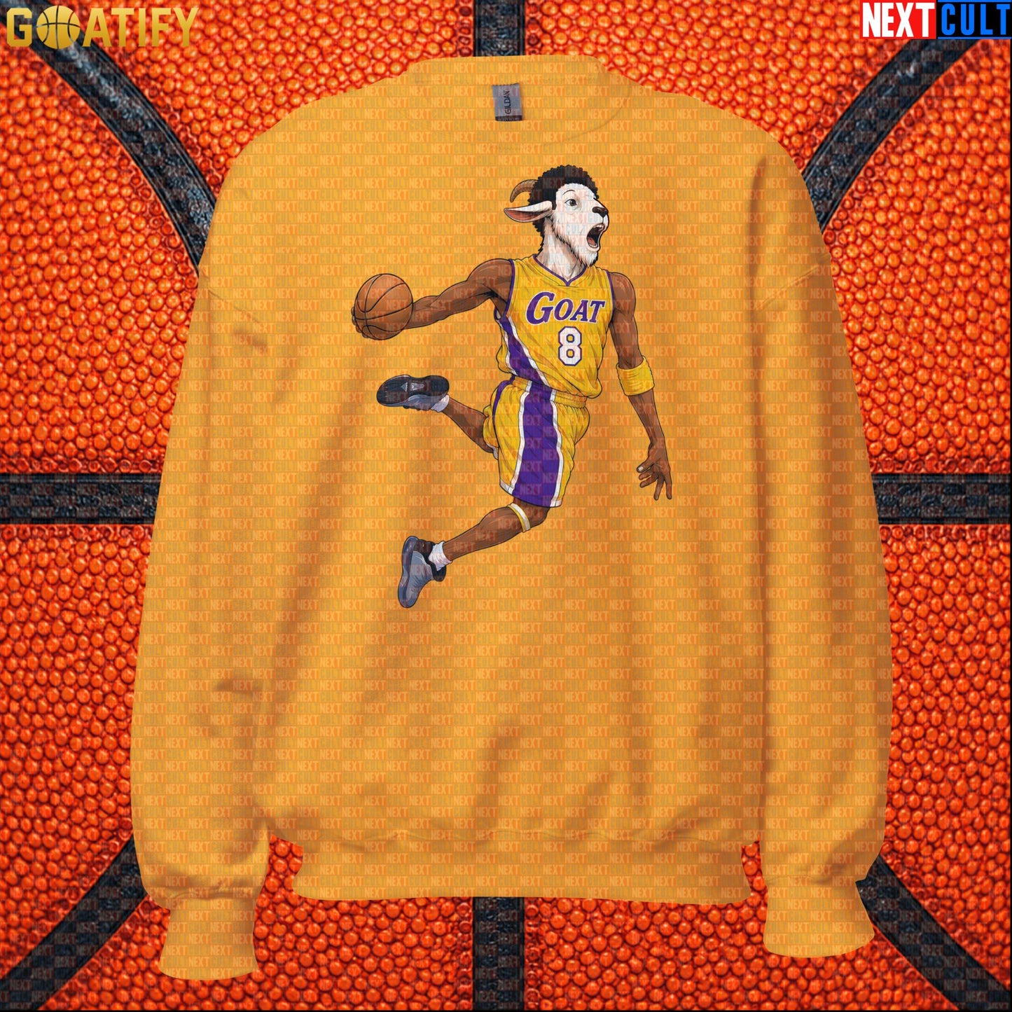 Kobe Bryant Sweatshirt – Young Kobe No. 8 GOAT Crewneck Gift for Lakers Basketball Fans Gold Sweatshirts Next Cult Brand