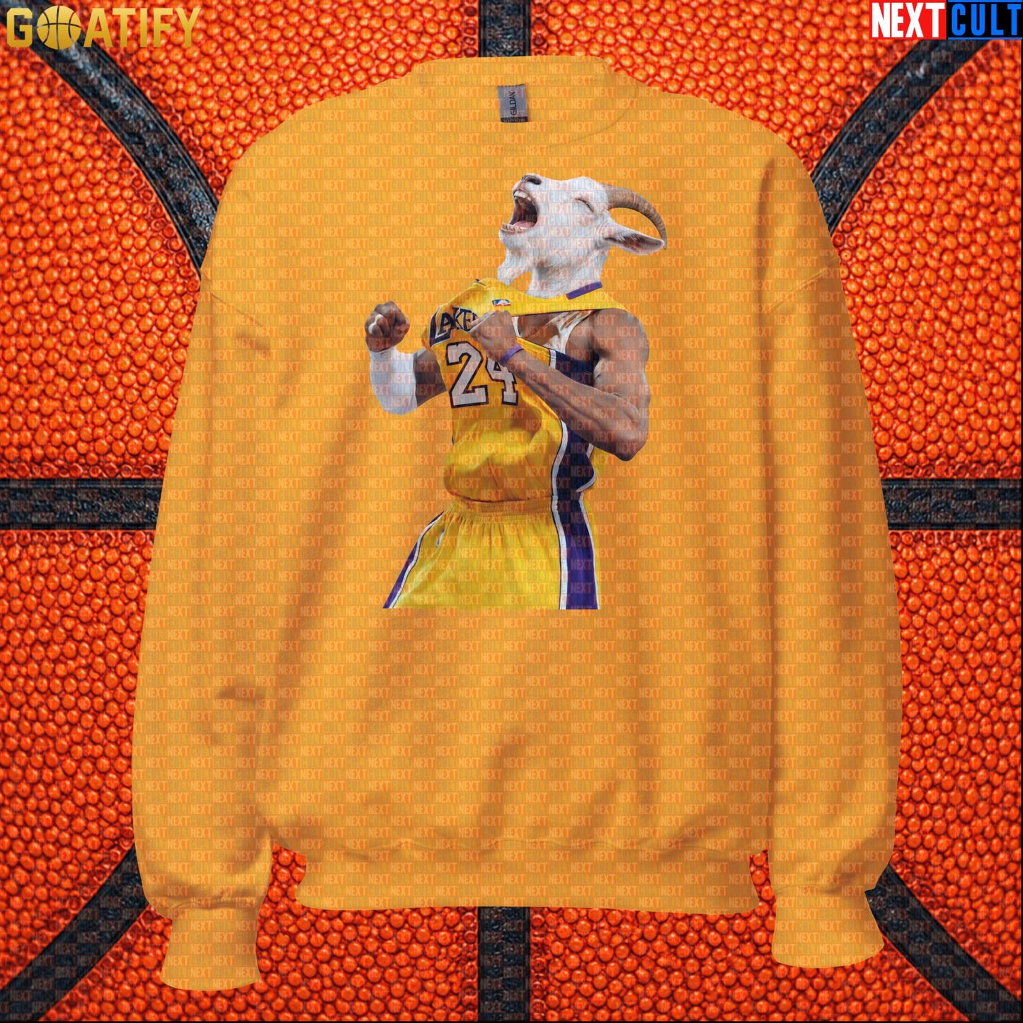 Kobe Bryant Sweatshirt – GOAT Celebration Crewneck for Los Angeles Lakers Basketball Fans Gold Sweatshirts Next Cult Brand