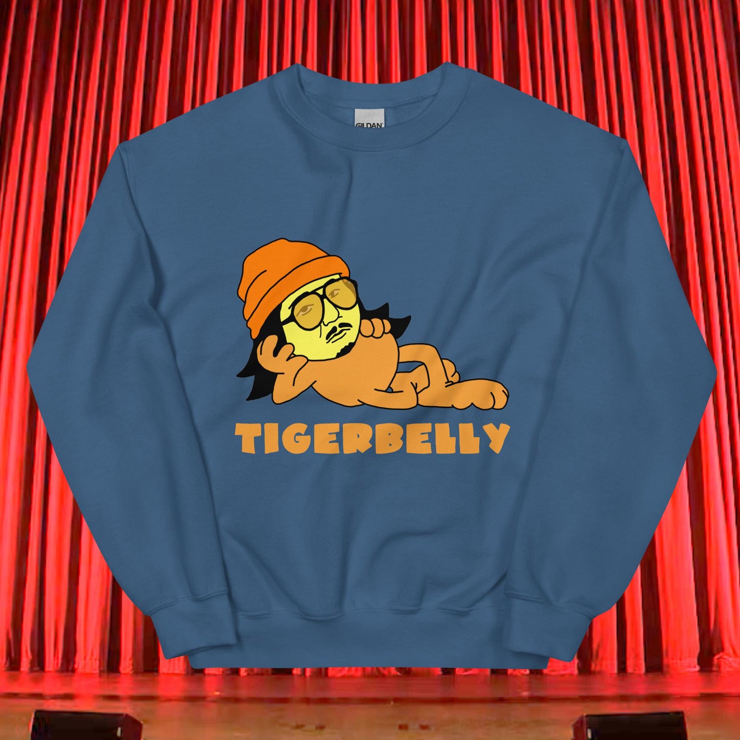Bobby Lee Tigerbelly, Bobby Lee Merch, Tigerbelly Merch, Bobby Lee Gift, Funny Tigerbelly Gift, Tigerbelly Podcast, TigerBelly Unisex Sweatshirt Indigo Blue Sweatshirts Bobby Lee Podcasts Stand-up Comedy TigerBelly Next Cult Brand