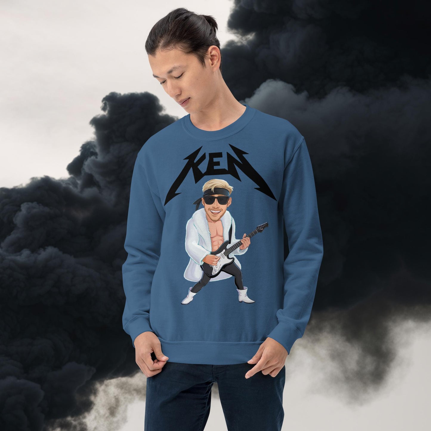 Rockstar Ken Barbie Movie Ryan Gosling Unisex Sweatshirt Indigo Blue Sweatshirts Barbie Celebrities Ken Movies Ryan Gosling Next Cult Brand