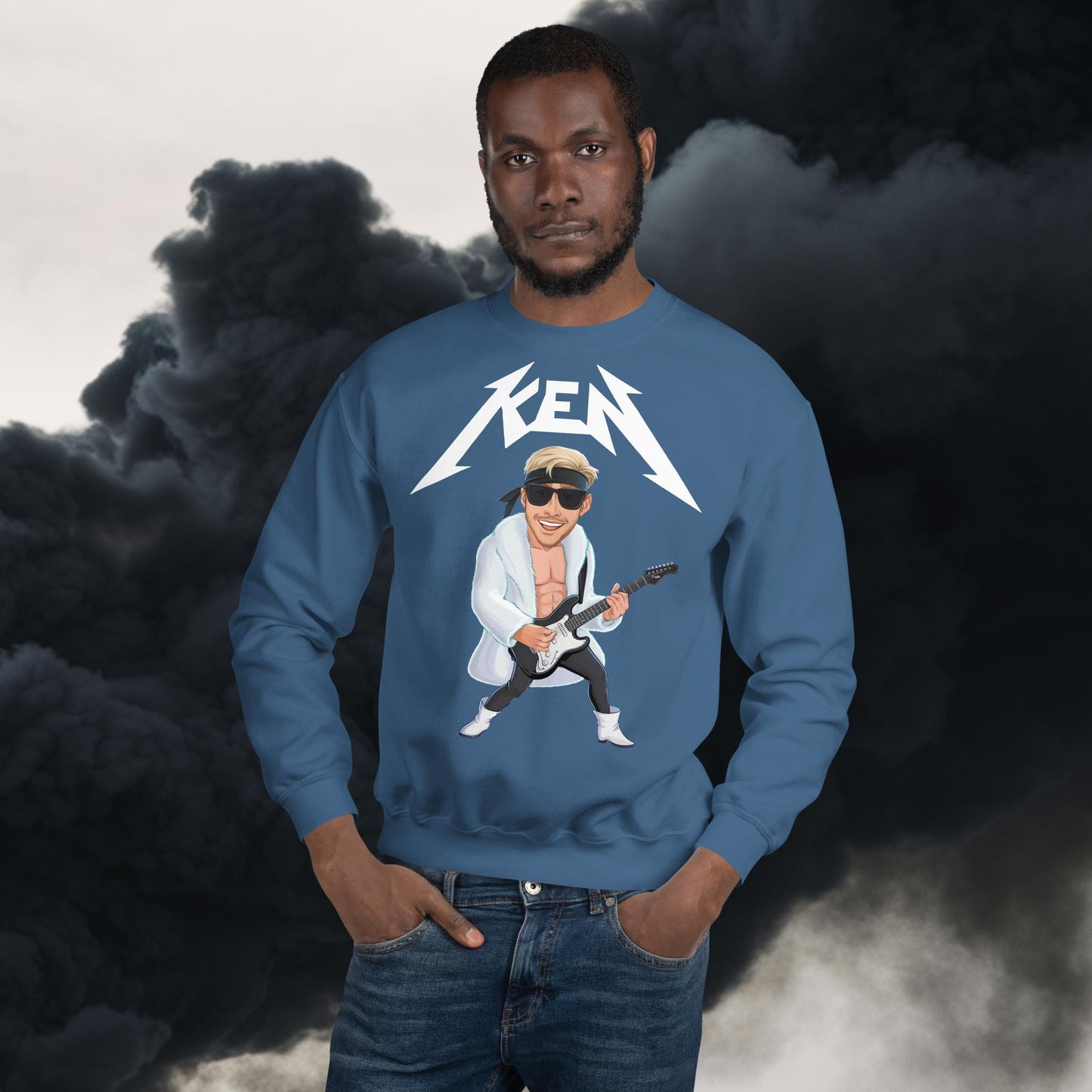 Rockstar Ken Barbie Movie Ryan Gosling Unisex Sweatshirt Indigo Blue Sweatshirts Barbie Celebrities Ken Movies Ryan Gosling Next Cult Brand