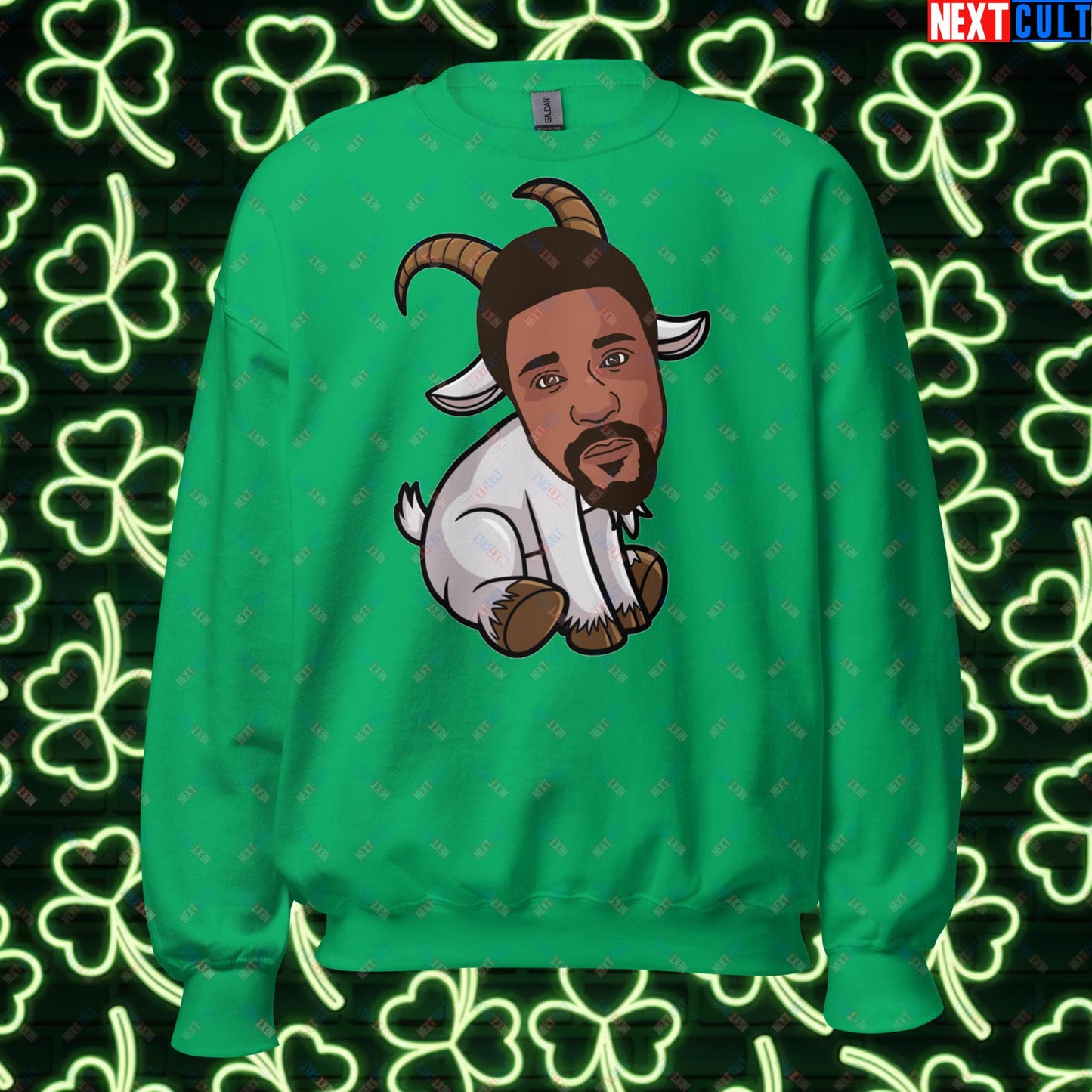 Bill Russell G.O.A.T. Sweatshirt - Boston Celtics Basketball Meme Jumper - Greatest of All Time Funny Cartoon Pullover for Basketball Fans - Perfect Gift for Celtics Supporters Unisex Sweatshirt Irish Green Sweatshirts Basketball Bill Russell Boston Celtics G.O.A.T. NBA Next Cult Brand