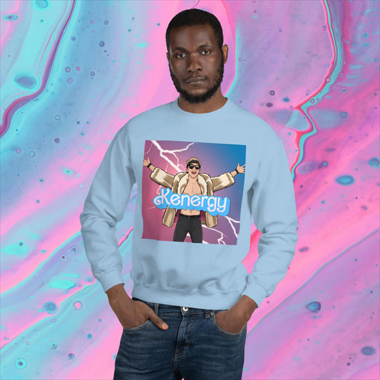 Kenergy Barbie Ryan Gosling Ken Unisex Sweatshirt Light Blue Sweatshirts Barbie Celebrities Ken Kenergy Movies Ryan Gosling Next Cult Brand