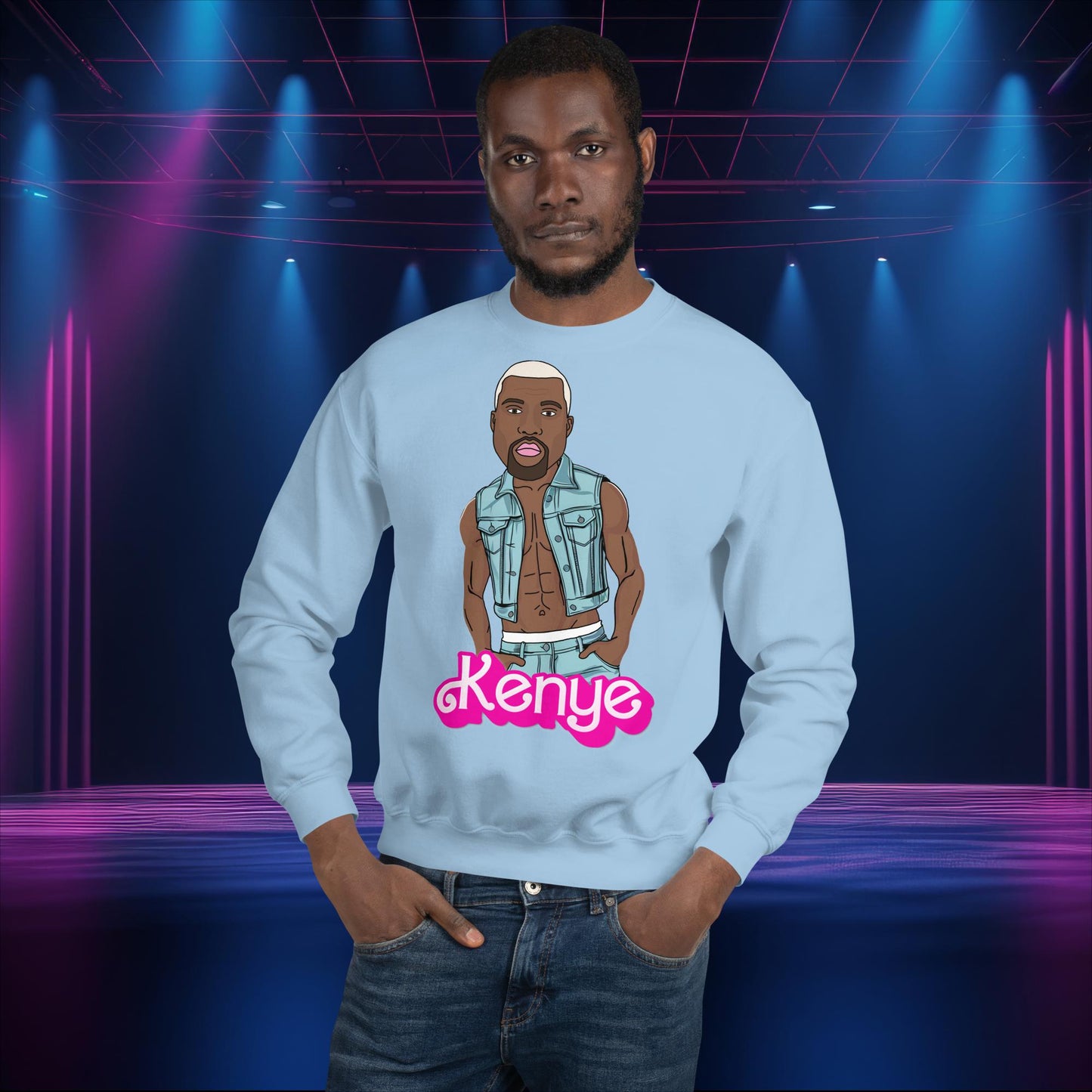 Kanye West Sweatshirt Kanye Jumper Kanye Sweater Barbie Jumper Barbie Sweater Ken Sweater Ken Jumper Hip Hop Sweater Barbie Gift Rap Music Light Blue Sweatshirts Barbie Kanye West Ken Movies Music Next Cult Brand
