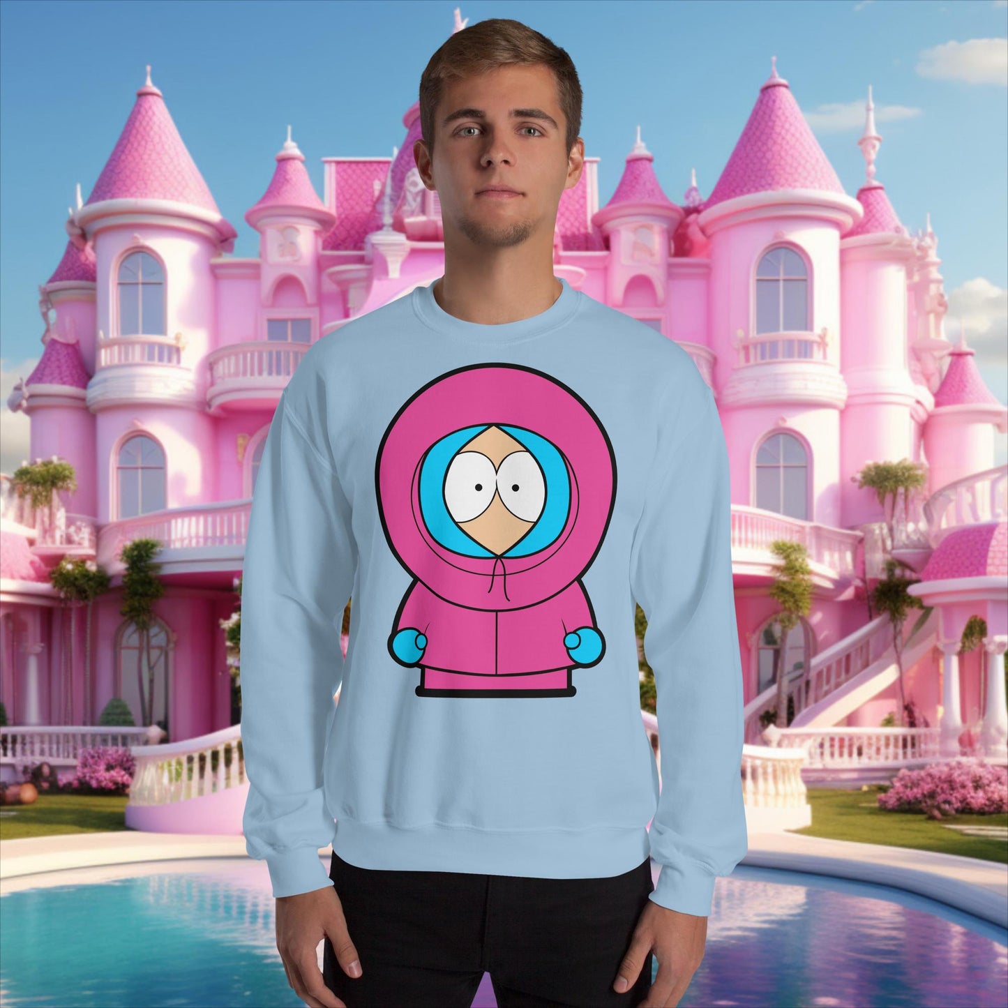 Kenny McCormick Ken Ryan Gosling Barbie South Park Kenny Unisex Sweatshirt Light Blue Sweatshirts Barbie Ken Kenny Movies South Park TV Shows Next Cult Brand