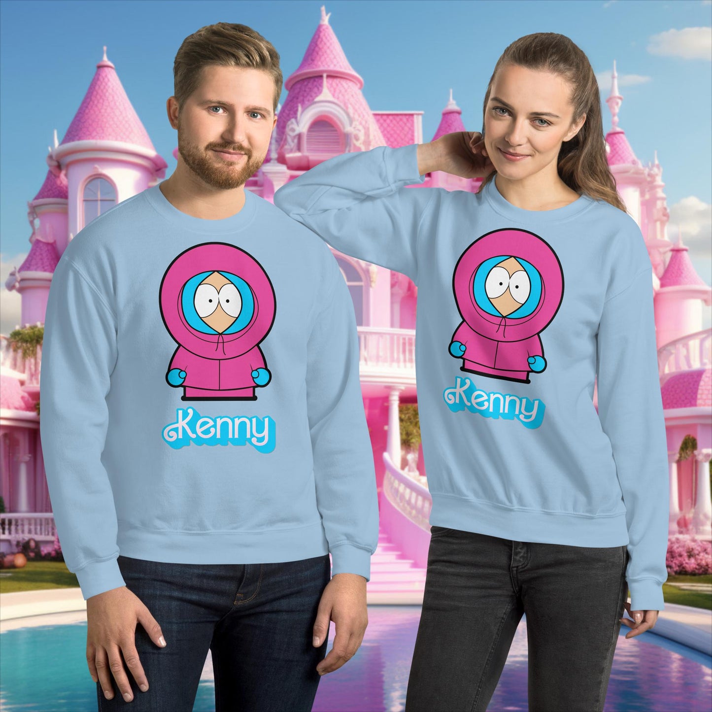Kenny McCormick Ken Ryan Gosling Barbie South Park Kenny Unisex Sweatshirt Light Blue Sweatshirts Barbie Ken Kenny Movies South Park TV Shows Next Cult Brand