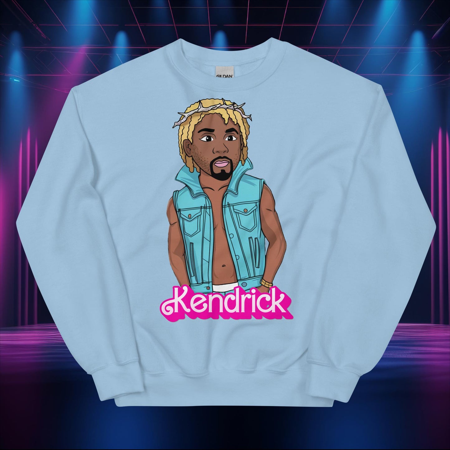 Kendrick Ken Ryan Gosling Barbie Hip Hop Rap Kendrick Lamar Unisex Sweatshirt Light Blue Sweatshirts Barbie Ken Kendrick Lamar Movies Music Next Cult Brand
